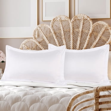 REGALWOVEN Satin Pillowcase Pillow Shams Set of 2 Silky Sateen Pillow Cases Covers King White