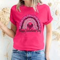 thumbnail image 1 of Meichang Hauts pour Femmes Chemise Tendance de la Saint-Valentin Hauts Mignons Imprimé Cœur Hauts de Vacances Manches Courtes Col Rond Décontracté Chandail Blouses, 1 of 5