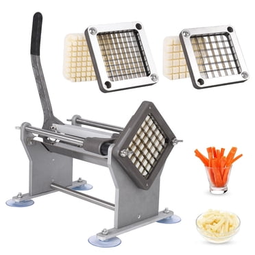 Commercial French Fry Cutter – Stainless Steel Potato & Vegetable Slicer with 1/2" & 3/8" Blades, Suction Feet for Restaurant and Home Use