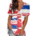 thumbnail image 1 of Hauts d'Été pour Femmes Grande Taille en Liquidation, T-Shirts à Col Rond Imprimés pour Femmes, T-Shirt à Manches Courtes, Blouse, Hauts Amples, T-Shirt à Col en V pour Femmes en Liquidation, 1 of 5
