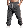 thumbnail image 2 of Ceisia Men Solid Color Loose Casual Pants Elastic Waist Drawstring Sports Gift Work Trousers, 2 of 9