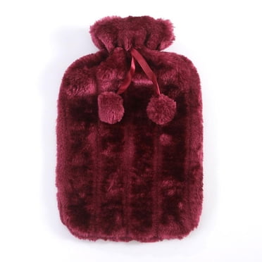 SuoKom Hot Water Bag 2L Hot Water Bottle Faux Plush Fleece Cloth Cover Thermotherapy Fresh-keeping Cover Hot Warming Cold Protection Removable Hot Water Bottle On Clearance