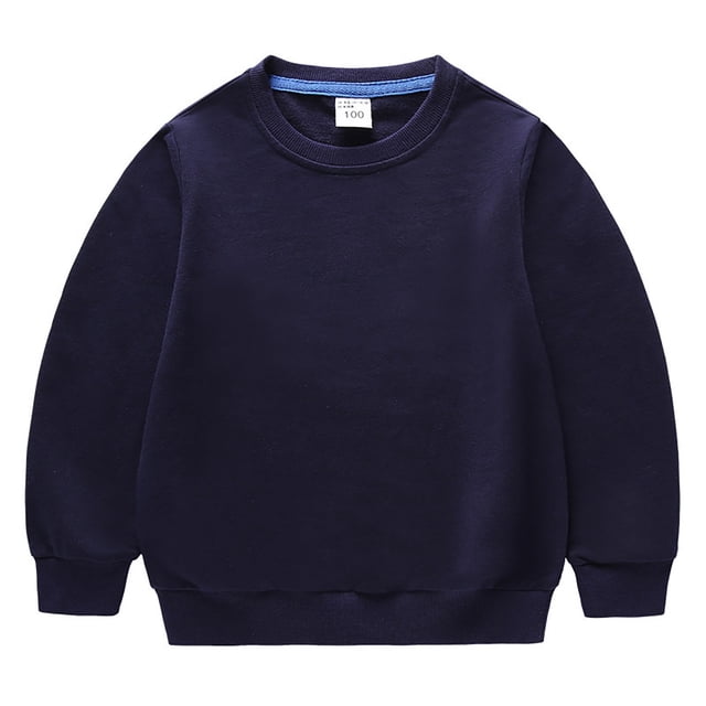 WUANDIXFA Chandails à Manches Longues pour Filles Enfants Coton Printemps et Automne Dessin Animé Enfants Chandail à Col Rond Enfants Coton Hauts pour Bébé Marine, 4-5 Ans