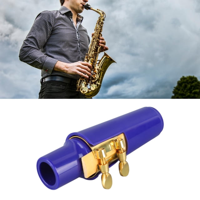 Alto Sax Mouthpiece Kit, Gold Alto Sax Ligature Plastic Cover Cap 2.5 Strength Reeds for Alto Saxophone Instrument Replacement Supply