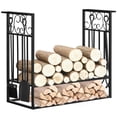 thumbnail image 1 of HOMCOM Heavy Duty Firewood Wood Log Rack Vintage Design Firewood Storage Shelf w/ 4 Tools, Black, 1 of 10