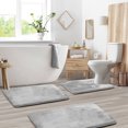 thumbnail image 2 of Set of 3 Clara Clark Bath Mat Bathroom Rug - Absorbent Memory Foam Bath Rugs - Non-Slip, Thick, Cozy Velvet Feel Microfiber Bathrug - Silver - Large 20"x32" - Small 17"x24" - Contour 24"x20", 2 of 6