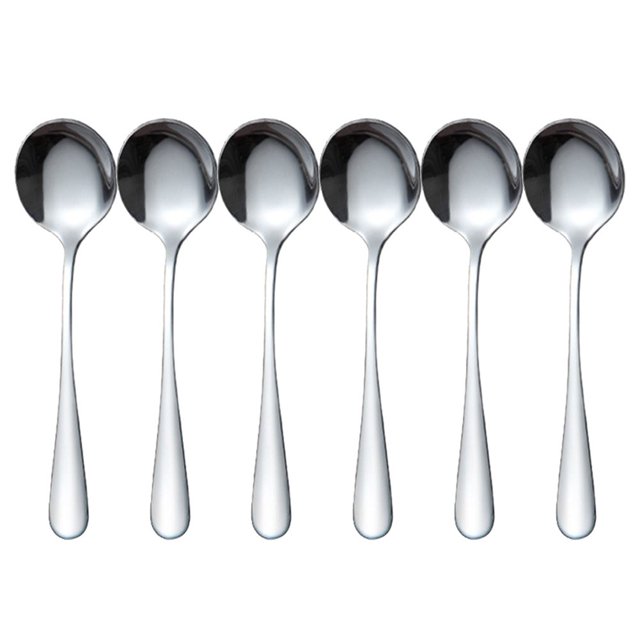 6Pcs Soup Spoons Stainless Steel Bouillon Spoon Long Handle Kitchen Accessories