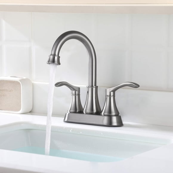 4 inch Centerset Bathroom Faucet with Drain Assembly Brushed Nickel