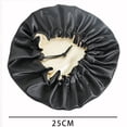 thumbnail image 4 of Satin Bonnet Children‘s Sleeping Cap Soft Night Adjustable Double Sleep Cap(Black), 4 of 5