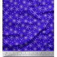 thumbnail image 1 of Soimoi Blue Poly Georgette Fabric Snow Flakes & Star Print Fabric by Yard 42 Inch Wide, 1 of 3