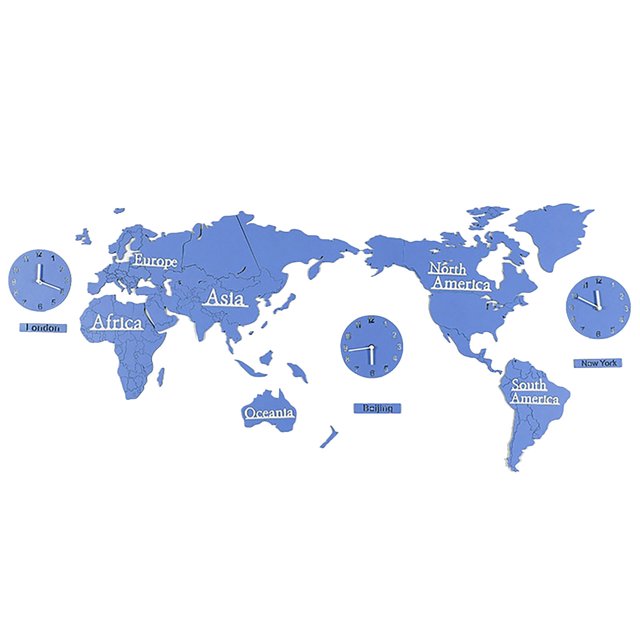Yhmxh Home Decor,Stickers,Wall Decor, World DIY Wall Clock Map Sticker Home Office Decor Clock Cotton F Lag