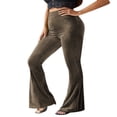 thumbnail image 2 of Women Bootcut Yoga Pants Tummy Control Workout Bootleg Velvet Trouser, 2 of 5