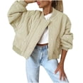 thumbnail image 1 of Tranfacy Winter Jackets for Women Winter Coats Women Solid Color Jacket Casual Mid-Length Button Zip Front Coat, 1 of 7