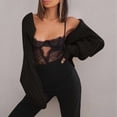 thumbnail image 1 of Qertyioot Womens Winter Fleece Jacket Ladies Solid Color Super Short Long Sleeve Sweater, 1 of 5