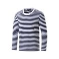 thumbnail image 1 of INSPIRE CHIC T-Shirt pour Homme à Rayures Col Ras du Cou Manches Longues Chandail Haut 34 Bleu Marine, 1 of 8
