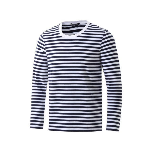 INSPIRE CHIC T-Shirt pour Homme à Rayures Col Ras du Cou Manches Longues Chandail Haut 34 Bleu Marine