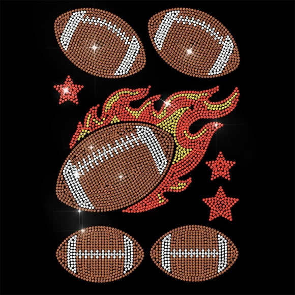 Rhinestone Iron on Transfer Flame Rugby Sports Bling Diamond Hotfix Patches for Clothes 11.6"x8.2" Large Iron On Sequin Applique for Jeans Jacket Caps Bag T-Shirts Shoes DIY Decor