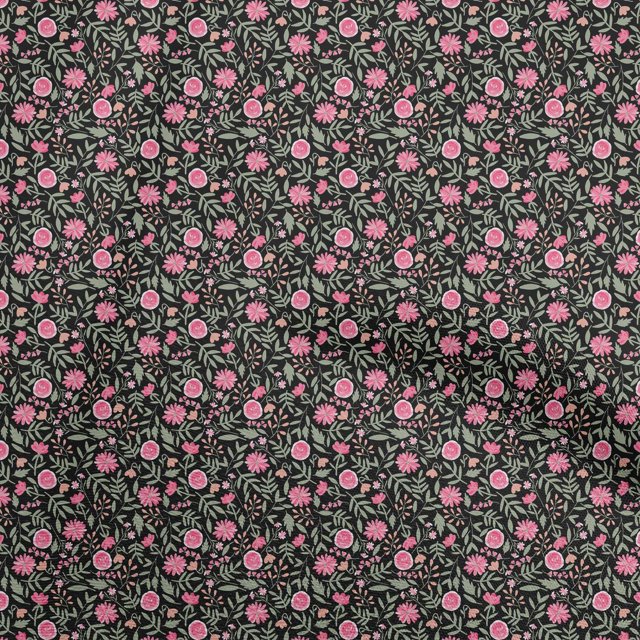 oneOone Tissu Polyester Spandex Rose Matériel de Robe Florale Tissu Imprimé Tissu au Mètre 56 Pouces de Large