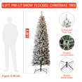 thumbnail image 3 of 6.5 ft Pencil Christmas Tree Prelit, Partially Flocked & Frosted Skinny Xmas Tree with PVC Branch Tips, Lights, Foldable Stand, Full and Realistic Appearance for Christmas Decor, 3 of 7