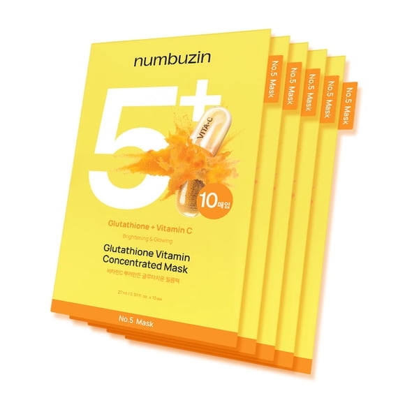 numbuzin No.5+ Masque Concentré à la Vitamine Glutathion 27 ml - 1 Boîte / 5 Pcs
