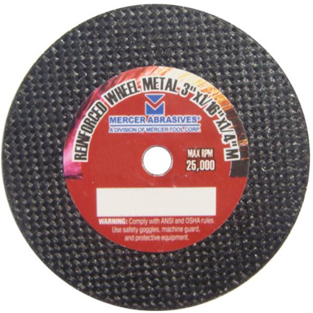 Mercer Abrasives 613030-100 Small Diameter High Speed Fully Reinforced Cut-Off Wheels 3-Inch by 1/32-Inch by 3/8-Inch M, 100-P