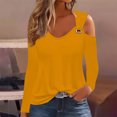 thumbnail image 2 of Yuyuzo Womens Tunic Tops Cold Shoulder Long Sleeve Shirts Loose Solid Color Lightweight Tee Tops, 2 of 5