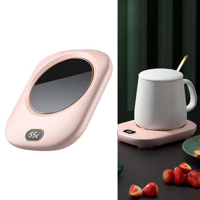Baohd Electric Mug Warmer Desktop Beverage Auto Pad Off Heating Shut Cup Drinking Pink