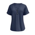 thumbnail image 4 of RKSTN Womens Tops 2024 Fashion Casual Short Sleeve V Neck Tops Loose Plus Size Solid Color Mesh Breathable Temperament Tops, 4 of 5