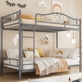 thumbnail image 1 of Bunk Bed Twin Over Twin with Ladder & Full Safety Guardrail, Heavy Duty Metal 400 LBS Weight Capacity, Space-Saving Design, Noise Free & No Box Spring Needed, Easy Assembly, 1 of 7