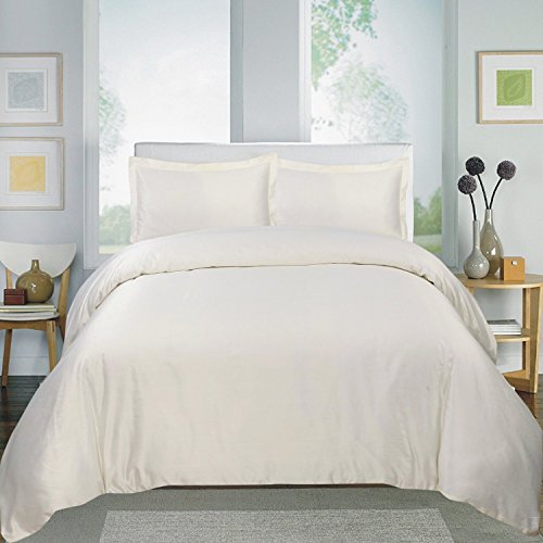 Home Sweet Collection 3 PC Solid Egyptian Cotton Duvet set (Full/Queen Ivory)