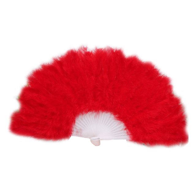 Feather Fan Decoration Crafts Parties Cosplay Household Handheld Ornament Decorative Fans Present Dancing Wedding Adult Red