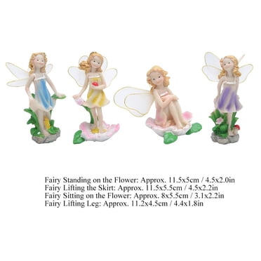Garosa 4Pcs/Set Fairy Statue Elf Sculpture Art Craft Outdoor Courtyard Garden Decoration Ornament, Garden Decoration, Fairy Ornament