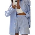 thumbnail image 1 of Chemise à Manches Longues et Pantalon Court à Taille Pointue pour Femmes 2 Pièces, 1 of 6