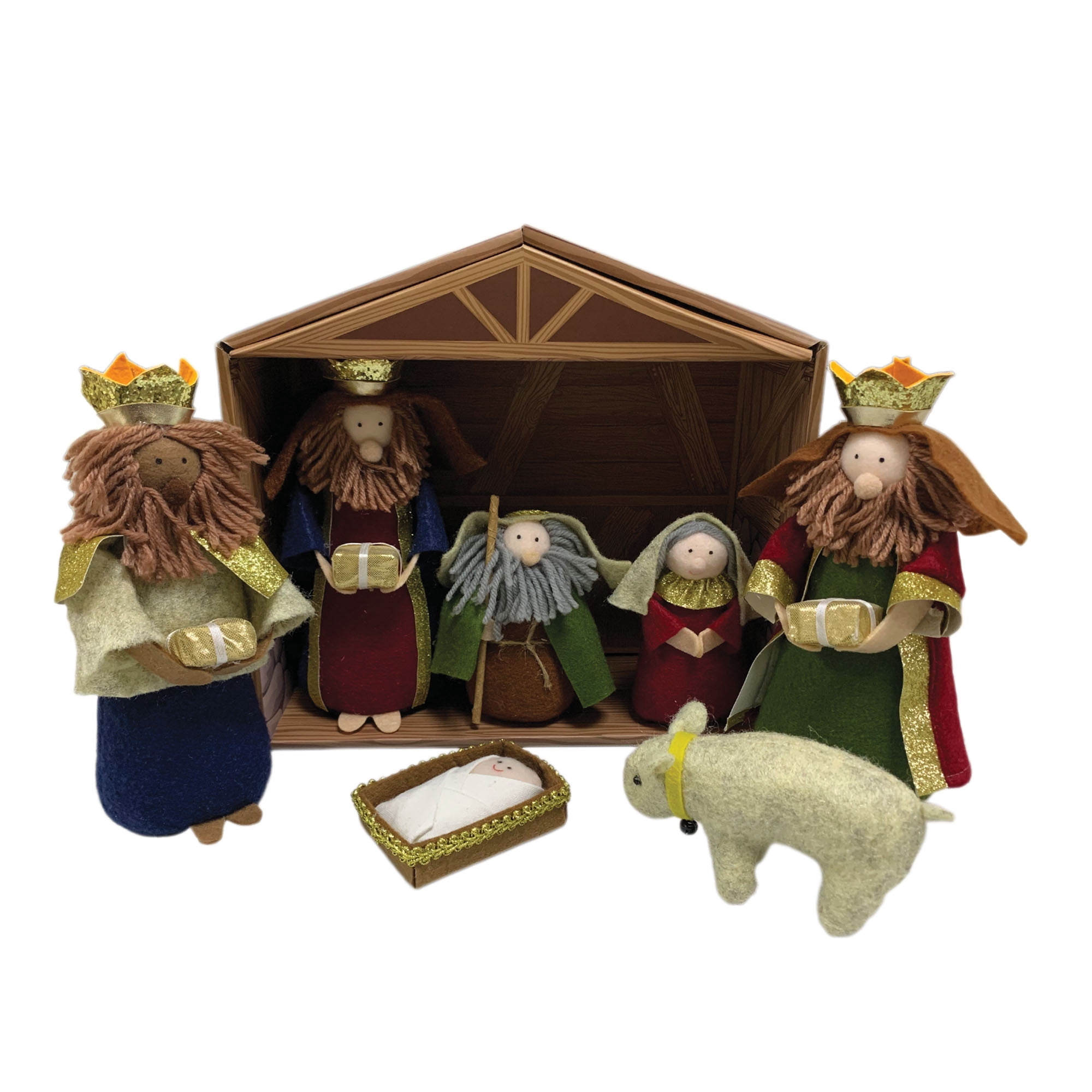 Holiday Time 8-Piece Assorted Colors Fabric Tabletop Nativity Scene ...
