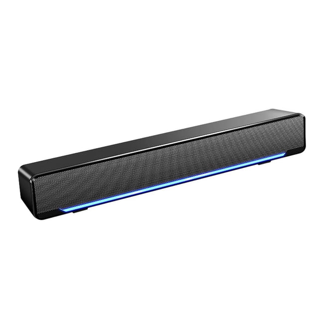 facefd V-196 Computer Speaker Bar Stereo Subwoofer Music Player Bass Surround Sound Box 3.5mm Audio Input For PC Laptop Black