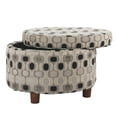 thumbnail image 4 of HomePop Pouf de Rangement Rond Transitionnel en Bois et Tissu, Multicolore, 4 of 8