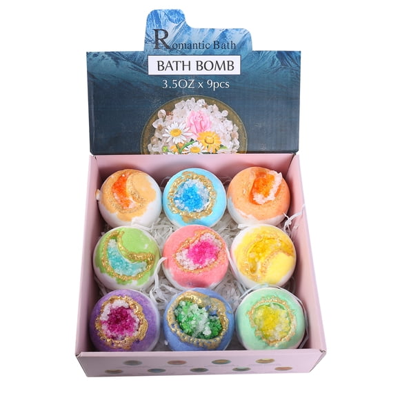 Bath Bombs Set 100g Bath Balls Sea Salt Body Cleanser for Bubble Bath Spa & Home Use Birthday & Holiday Gift Set 9 Pack