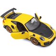 thumbnail image 4 of Maisto Porsche 911 GT2 RS Jaune avec Capot en Carbone et Roues Dorées Édition Spéciale Voiture Modèle Moulée sous Pression 1/24, 4 of 6