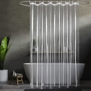 CxhicLuv Rideaux de douche Linge de douche en plastique imperméable Rideaux pour salle de bains, avec aimants & 12 Crochets, Rideau de douche imperméable durable pour baignoires & Douches, clair, 70.87x70.87in