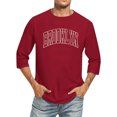 thumbnail image 1 of Men's T-Shirts 3/4 Sleeve Comfortable Crewneck Graduated Color Fit Brick Red Beach Vacation Fall Clothes size M, 1 of 4