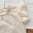 thumbnail image 5 of WEIYLL Girl's T-Shirts Summer Solid Color Crew Neck Ruched Flying Sleeve Casual Outing Child Tee Tops for 4-5 Years, 5 of 5