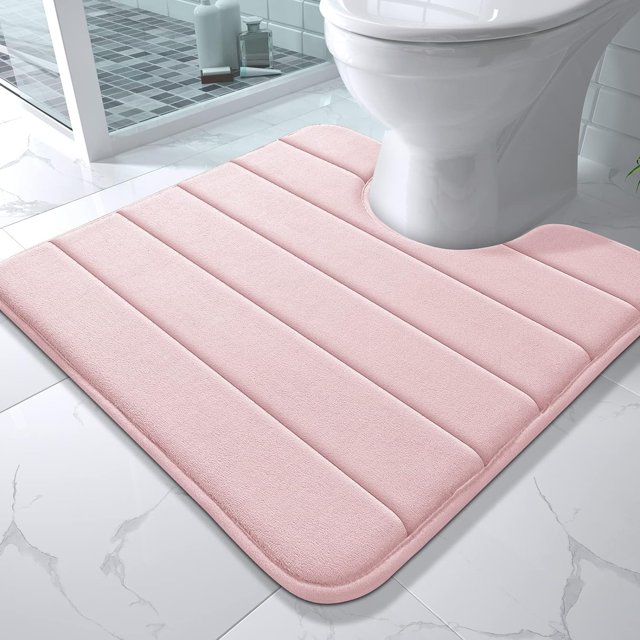 ORUYROP Memory Foam Toilet Bath Mat U-Shaped, Soft and Comfortable, Super Water Absorption, Non-Slip, Thick, Machine Wash and Easier to Dry for Bathroom Commode Contour Rug, 24 X 24 Inches, So