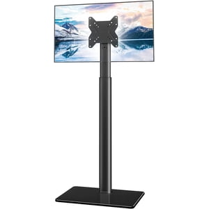 Plancher universel TV Support avec support pivotant, poteau réglable en hauteur, et fonction d'inclinaison pour 19 à 43 1 cm LED LCD TV, base en métal noir robuste pour la maison, le bureau ou l'affichage commercial