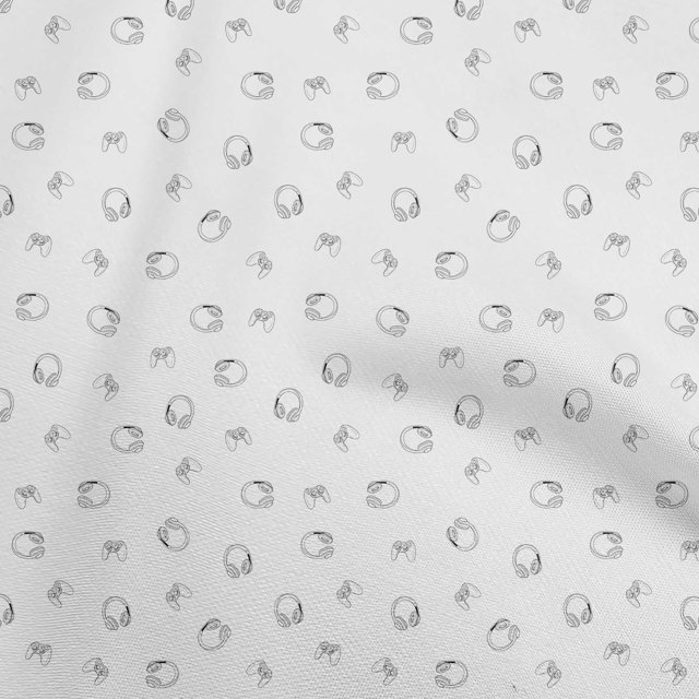 oneOone Tissu Coton Soie Blanc Rétro Écouteurs Robe Tissu Imprimé Tissu au Mètre 42 Pouces de Large