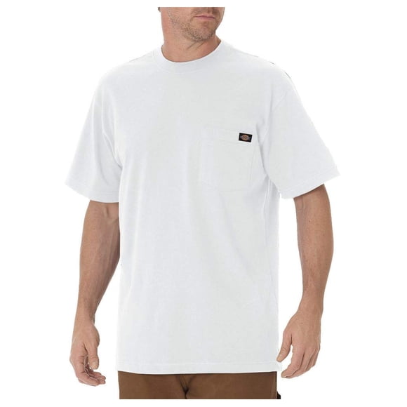Dickie's T-Shirt à Col Rond Épais à Manches Courtes pour Homme Grande Taille, Blanc, Grand et Long