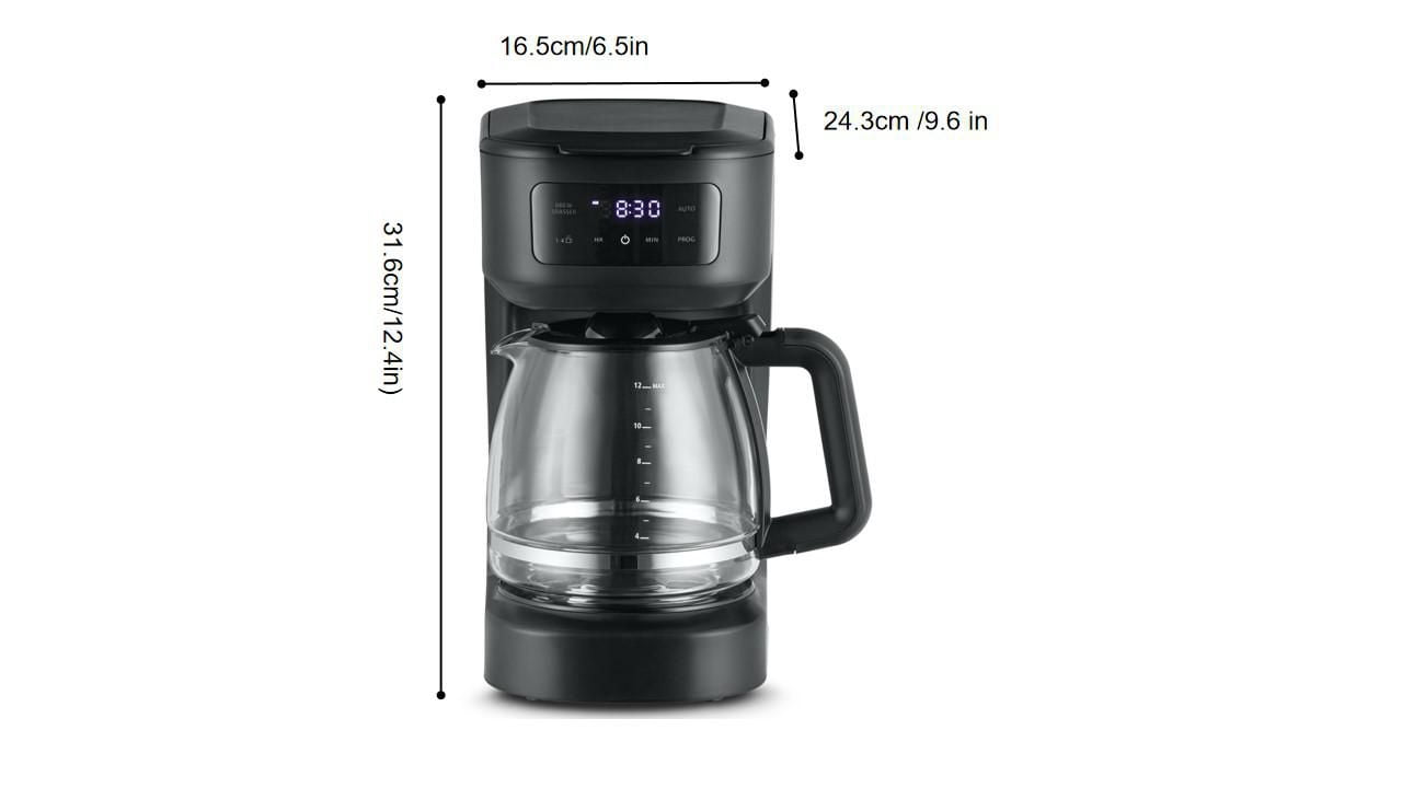 Mainstays Programmable 12 Cup Coffee Maker with Touchscreen, Black