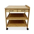 thumbnail image 1 of Walter Kitchen Bar Cart, 2 Drawers, 2 Shelves, Brown Bamboo, Rolling Wheels, 1 of 6