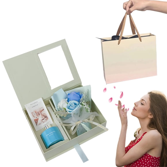 Panier-cadeau Spa Relaxant pour Femmes, Ensemble de Bouquet de Roses d'Aromathérapie avec Bougie, Cadeau d'Anniversaire et de Noël pour Elle
