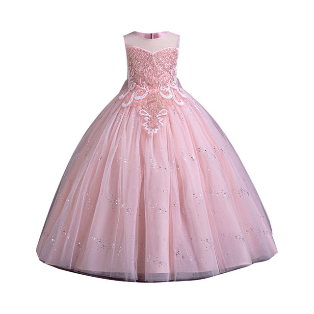 Robe Formelle Fille Sans Manches Robe de Bal Robes Robe en Tulle Robe Filles pour Filles 7-8 Ans