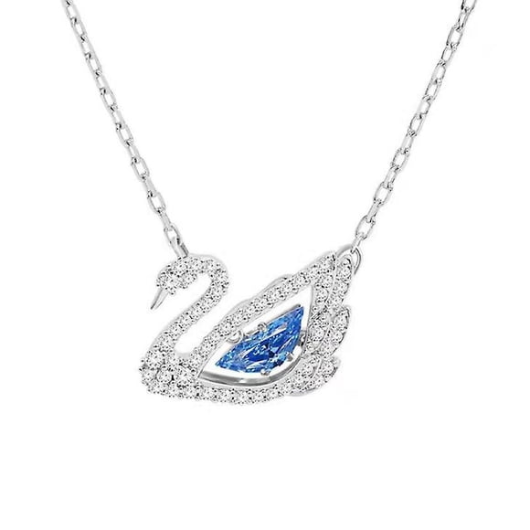 A Beating Heart Swan Necklace Female Swarovski Elements Crystal Smart Collarbone Chain (beating Blue Diamond Swan)